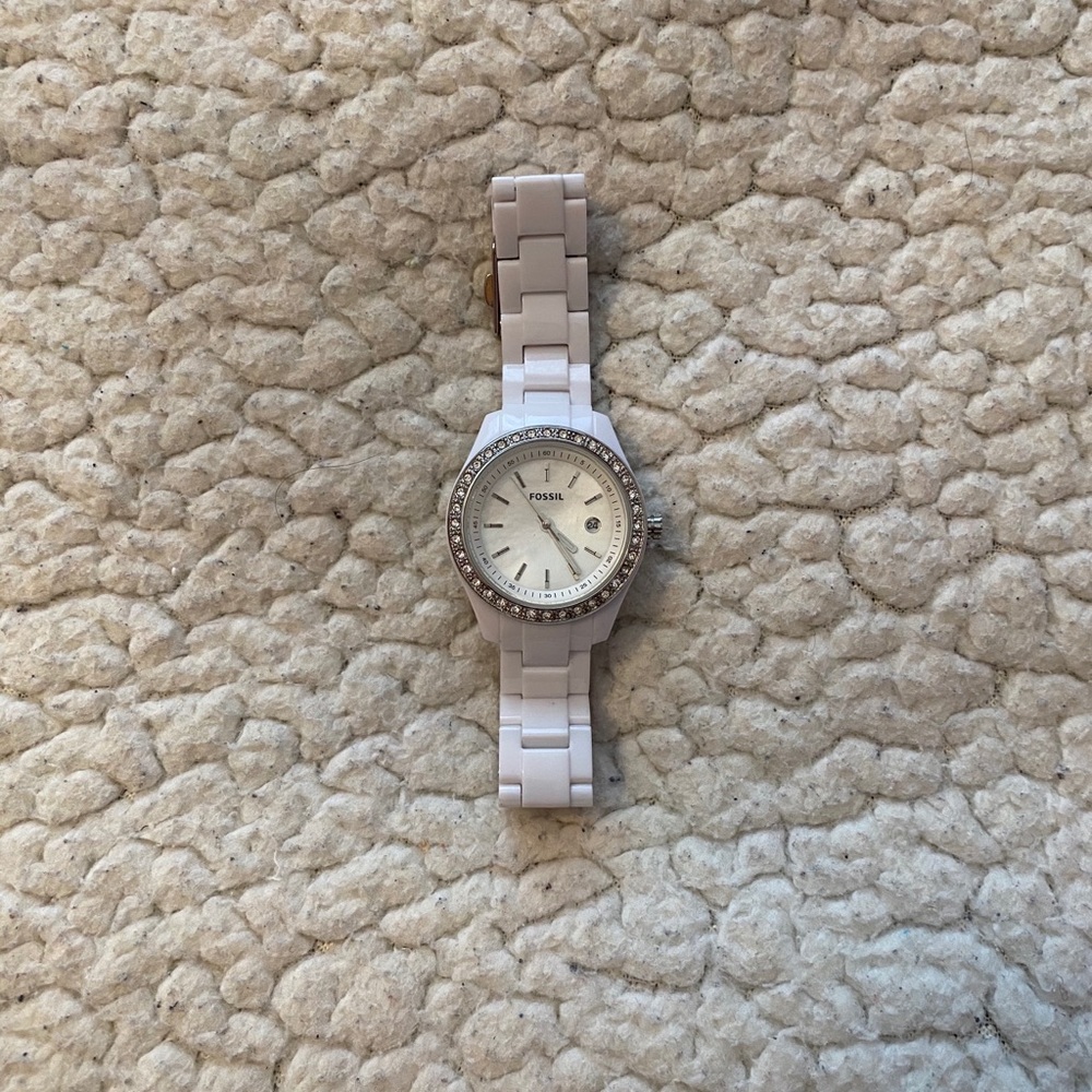 Small White Fossil Watch